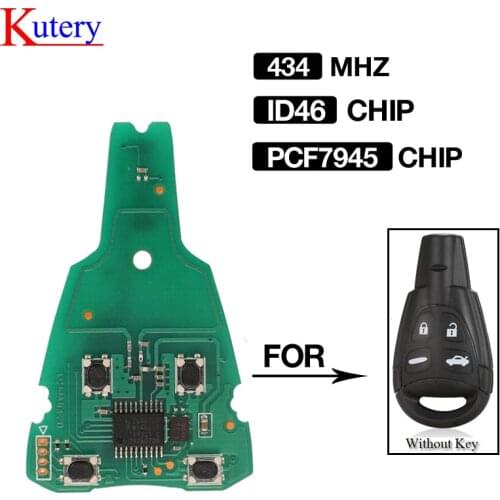 Kutery 4 Buttons 434MHz ID46 PCF7946 Chip Remote Car Key Circuit Board FOB For SAAB 9-3 9-5 2003-2010 LTQSAAM433TX Replace