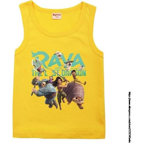 Raya and The Last Dragon Summer Kids Girls Baby Fashion T Shirt Print Sleeveless Vest Cotton Boys Children O-neck T-Shirts Tops
