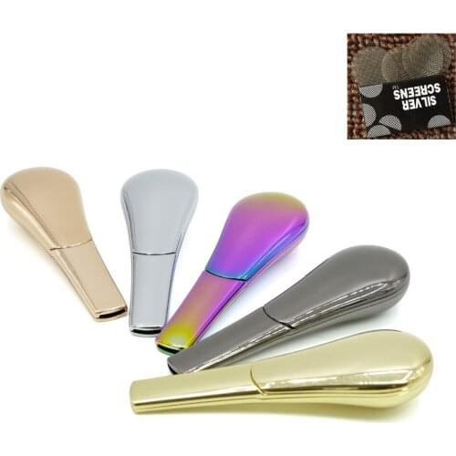 1PCS portable creative spoon 9 colors metal Black gift box pipe tobacco pipe vanilla gifts pipe mill Combustion Piece Gift