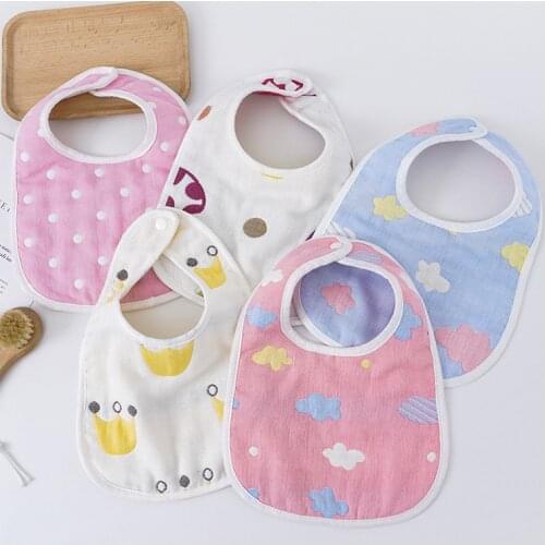 Cute Infant Baby Boys Girls Saliva Towel Bib Printing Washable U Shaped Soft Bib Gauze Absorbent Drool Towel Bibs