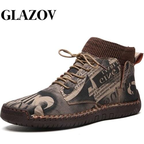 2020 Fashion Winter Shoes Men Warm Fur Casual Men Boots Split Leather Waterproof Ankle Boots Lace-Up Rubber Outdoor Big Size 48