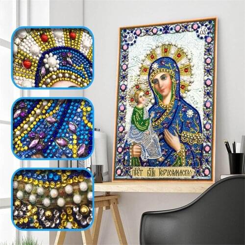 Character 5D Diamond Painting Religious Virgin Mary Special Diamond Embroidery Kit Decorative Painting 30x40cm