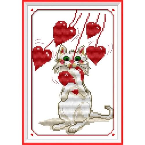 Love cat cross stitch kit 14ct 11ct count print canvas stitches embroidery DIY handmade needlework plus