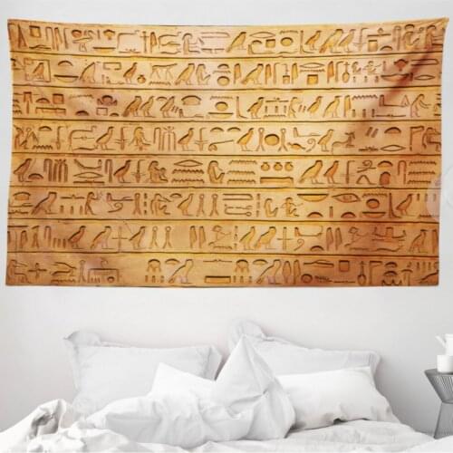 Wall Lettering Mikrofiber Large Wall Tapestry Hieroglyphic Pattern Fabric Decorative Wall hanging 230cm x 140cm