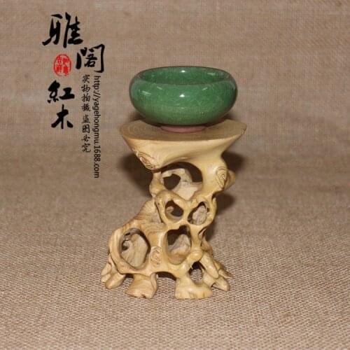 The new factory direct boxwood carvings Carved mahogany pedestal base wood crafts bonsai pot holder