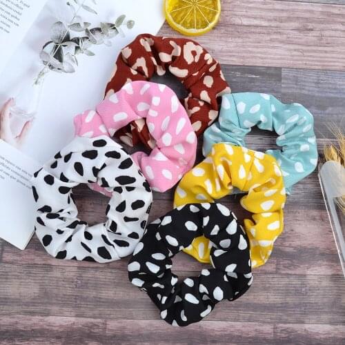 New Women Dot Printed Scrunchie Elastic Hair Bands Headwear Scrunchies Hair Rope Headband Rubber Bands Headwear Hair Accessories