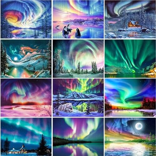 New Arrival 5D DIY Diamond Painting Aurora Landscape Kit Full Drill Square Embroidery Mosaic Picture of Rhinestones Home Decor