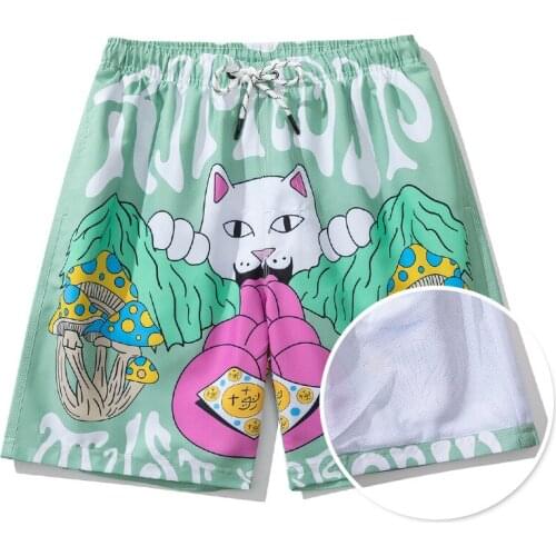 New green blue print beach shorts new sexy swimwear men bikini surf swimsuit sports shorts breathable swim briefs beachwear