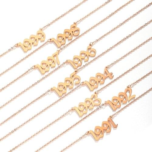 Cxwind Year Number Pendants Necklaces for Women Man Born Year Birthday Charm Choker Chain Necklace Gift from 1985 to 2020