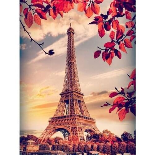 Landscape Paris Tower DIY Cross Stitch Embroidery 11CT Kits Craft Needlework Set Cotton Thread Printed Canvas Home Sale