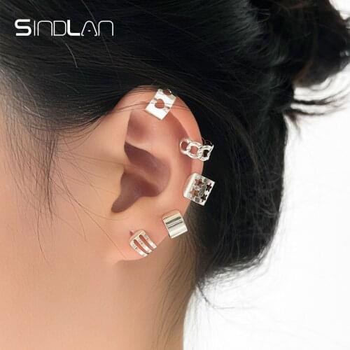 Sindlan 5Pcs Punk Silver Color Heart Hoop Earrings for Women Kpop Star Set Female 2021 Fashion Jewelry Boucle Oreille Femme Aros