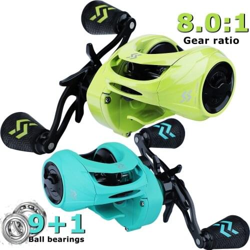 Sougayilang New 9+1BB 8.0:1 High Speed Baitcasting Fishing Reel Strong Drag Power 8kg Carp Fishing Reels Fishing Tackle Pesca