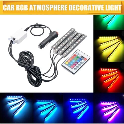12V Car RGB LED DRL Strip Light Car Auto Remote Control Interior Floor Decorative Flexible LED Strip Atmosphere Lamp Fog Lamp
