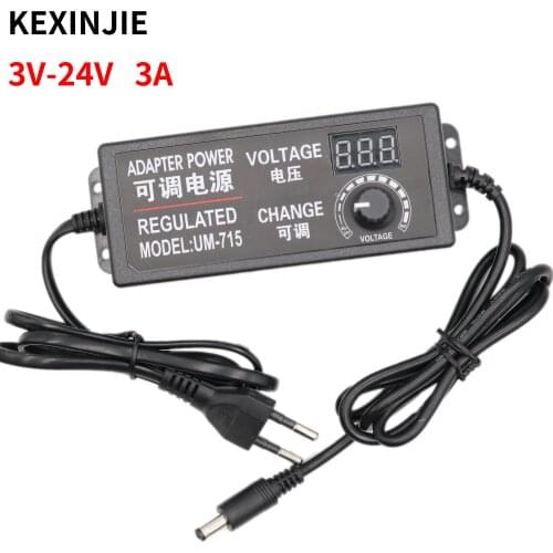 Transformer Power Supply AC 110V 220V to DC 12V 3V 5V 24V Adjustable Regulated Adapter with Display 3A LED Driver for LED Strip