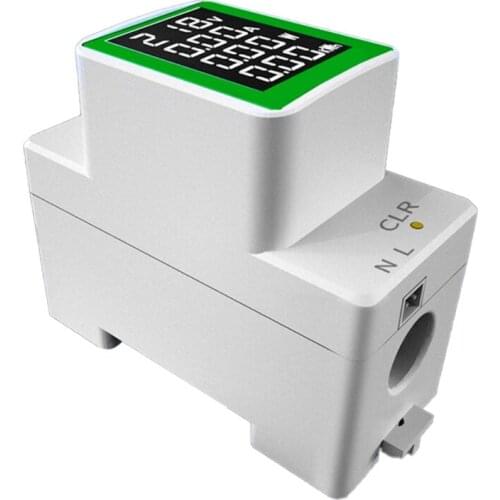 L9BE Din Rail Wattmeter Voltmeter Ammeter Power Meter AC50-300V Volt Amp Power Factor Time Energy Voltage Current Monitor