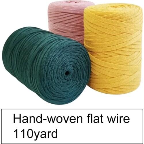 1pc/100 Meter Knitting Coarse Wool Mesh Flat Wire Cloth Strip Line Yarn Cashmere Handmade Bag Woven Hand Thick Thread DIY