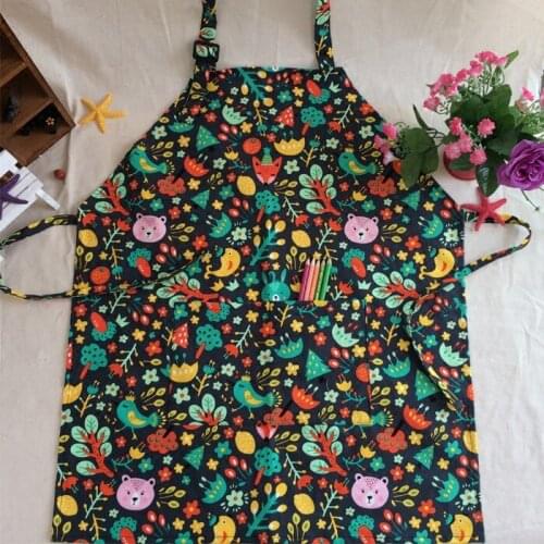 High-end long cotton canvas apron kitchen household anti-fouling flower shop coffee shop baking sleeveless hanging neck apron