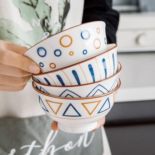 Japanese rice bowl underglaze color ceramic tableware single household soup bowl noodles bowl personality lovely dessert salad