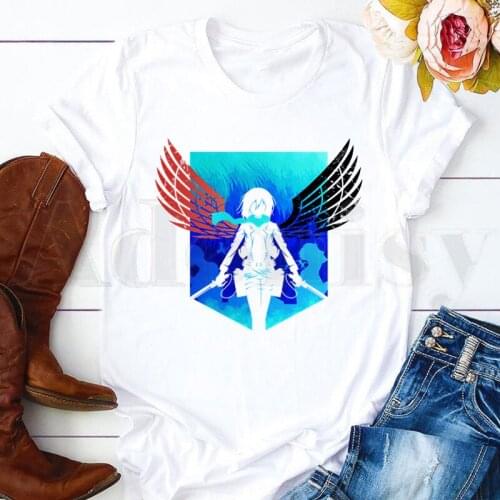 Attack On Titan Short Sleeve Female Tops Tees Harajuku VintageT Shirts Womens T-shirt