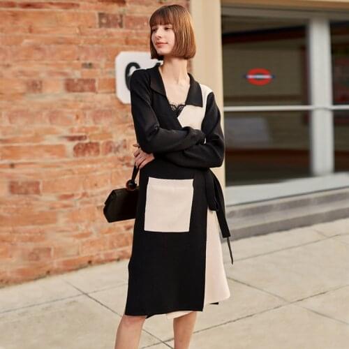 AEL 2019 high quality autumn spring wool fashion cardigan Casual Sweater Panelled black white outerwear women long coat