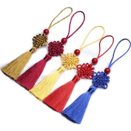 1PC 5CM Multicolor Polyester Chinese Knots Jade Beads Mini Tassels Jewelry Curtain Garments Decorative Accessories Craft Tassels