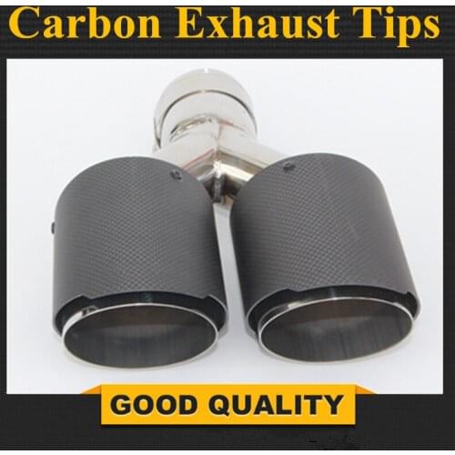 Car Exhaust Pipe Dual Carbon fiber stainless steel universal Auto With Logo exhaust tip Exhaust muffler Tip For bmw e90