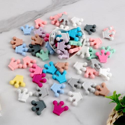 Kovict 20pcs Crown Silicone Beads Baby Teething Toys Food Grade Silicone DIY Pacifier Chain Pendant Accessories Baby teethers