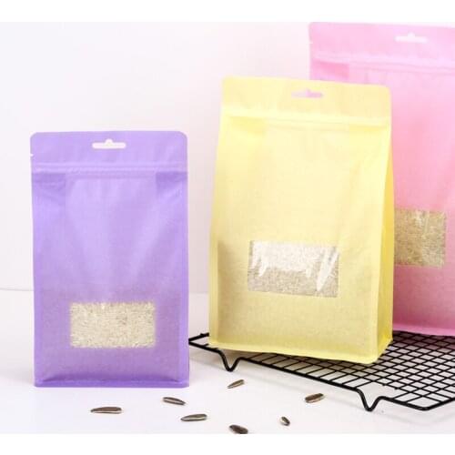 50pcs Multi Sizes High Quality Tear Notch Package Bags Heat Sealing Foil Mylar Ziplock Kraft Paper Bag Storage With Window