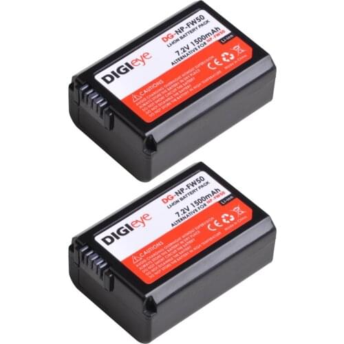2Pcs NP-FW50 NP FW50 Battery for Sony Alpha a6500 a6300 a6000 a5000 a3000 A7II A7RII A7SII A7S A7S2 A7R