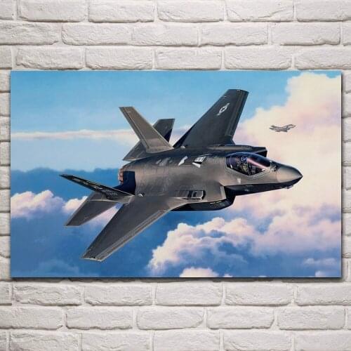 Cool f35 ii f 35a fighter military aircraft artwork living room home decor wall art print fabric poster KP896