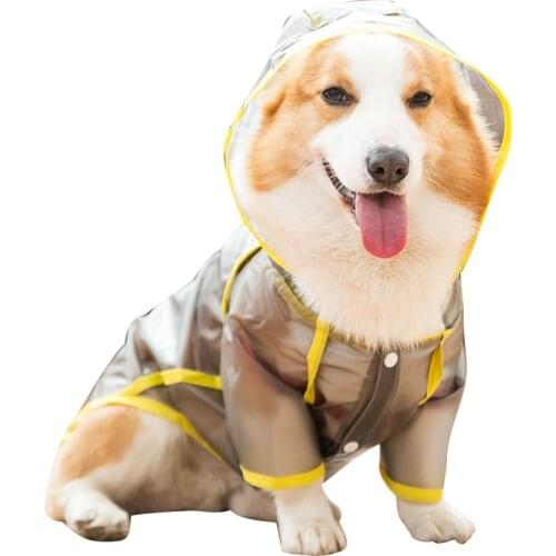 Corgi Raincoat Pet Dog Raincoat Matte Clothes Hooded Transparent Waterproof Rainproof Dog Coat Clothing For Small And Medium Dog