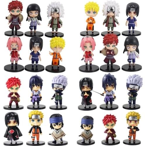 8-10cm 6pcs/set Naruto Q Version Gaara Hatake Kakashi Jiraiya Sakura Uchiha Itachi Hyuuga Hinata PVC Action Figure Toy Doll