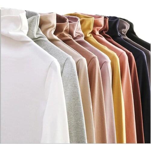 NORMOV Women Plus Size Elasticity Bottoming T Shirt Women High Collar Long Sleeve Slim Fit Womens Tops Autumn Wild Tshirt