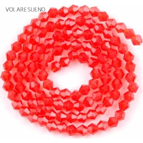 Faceted Red Bicone Crystal Glass Loose Beads 15” Strand Pick 4mm Spacer Beads For Charm Bracelte Necklace Jewelry Making