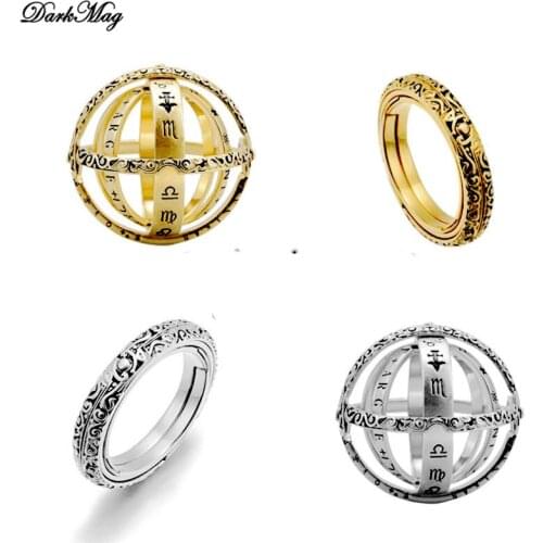 DarkMag Stainless Astronomical Ring For women ball ring Creative Complex Rotating Cosmic letter ring men fashion jewelry gift
