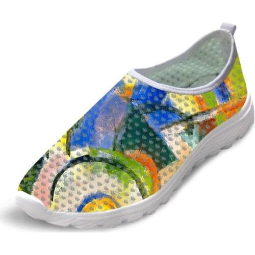 Simple Design Man Summer Causal Flats Shoes Man Sneakers Mesh Shoes Spatial Abstraction Painting Art Print Man Leisure Shoes