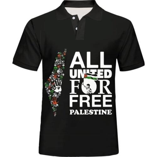 IFPD Summer Men And Women Black Polo Shirts 3D Printed Free Palestine Short Sleeves Polos Men Casual Hip Hop Streetwear Clothing
