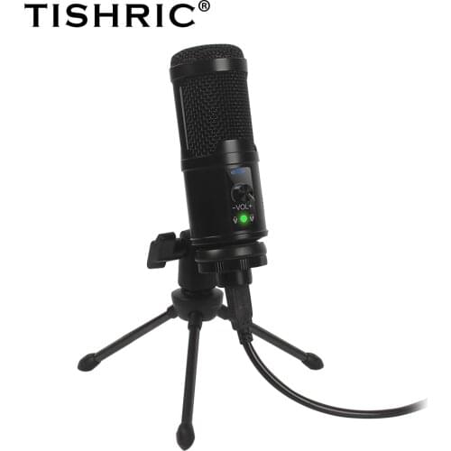 TISHRIC BM-65 Condenser Microphone USB Interface Microphone For Computer With Microphone Stand Tripod Used For Live Game Singing