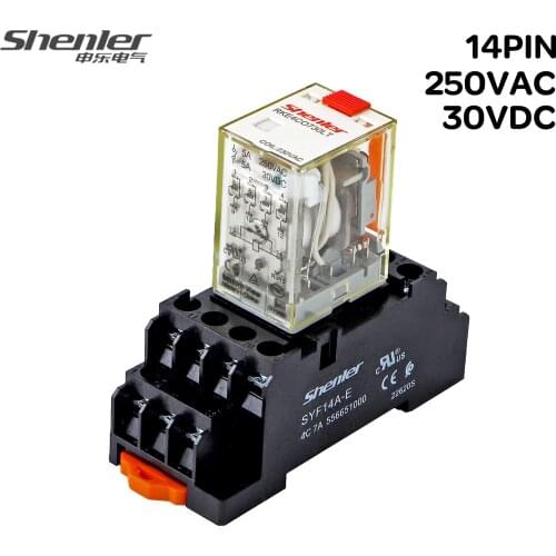 14 Pins With Socket RKE4COLT Miniature General Purpose Relay DC6V 12V 24V 48V 110V AC6V 12V 24V 36V 48V
