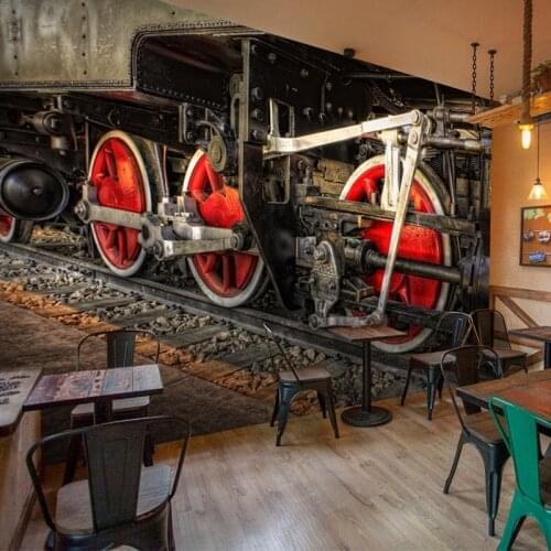 Custom mural 3D retro nostalgia train theme wallpaper KTV cafe restaurant style large mural wallapaper