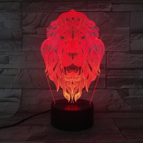 Lion Face Night Light 7 Colors Changing Animal LED Night Lights 3D LED Desk Table Lamp as Home Decoration Drop Shipping