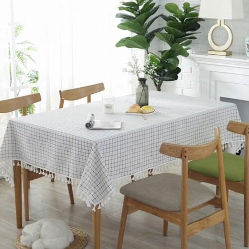 Nordic Geometric Plaid Tassel Tablecloth Home Party Wedding Dining Table Cloth Decorative