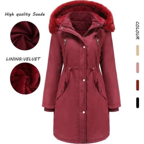 2021 New Womens Sherpa Lined Hooded Winter Thicken Parka Jacket Waterproof Warm Coat with Faux-Fur Hood