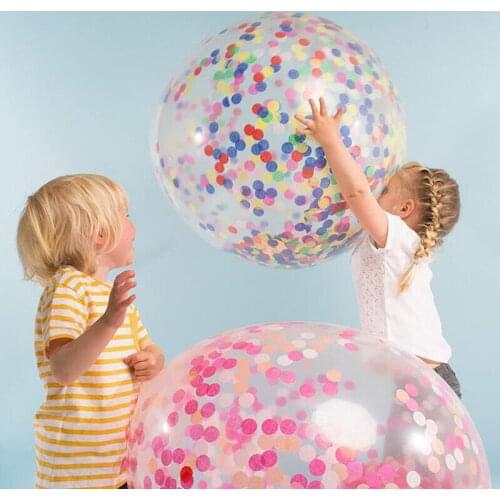 Extra large 36‘’ round transparent paper confetti latex balloons sequin balloon helium balloon can float birthday party wedding