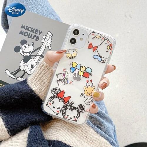 Original Disney Mickey Pooh Daisy Duck Liquid Silicone Luxury Case for Apple iPhone 11 12 Pro Max Mini Shockproof Case Cover