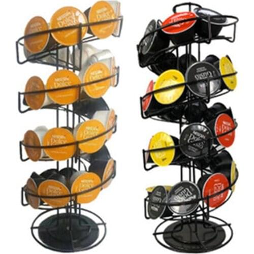2020 Rotatable Coffee Pod Holder Iron Chrome Plating Display Capsule Rack Stand Storage Shelves For Dolce Gusto Capsule Holder