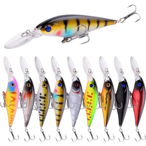 Minnow Fishing lure 10pcs Pike Bait Minnow 11cm 10.5g Swimbait Deep Swim Wobblers Crankbait Black Lures Baits Pesca