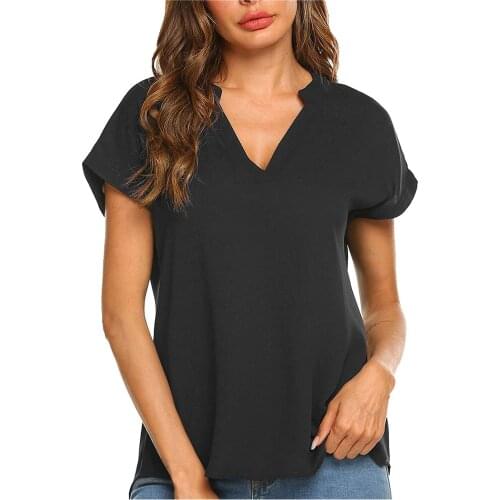 Plus Size Womens Tops And Blouses Fashion Womens Summer Short Sleeve V-neck Blouse Chiffon Blouse Blusas Mujer De Moda 2021