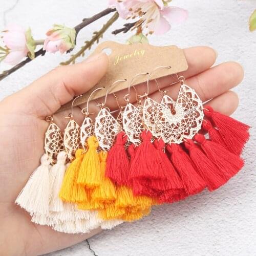 Luxury Golden Boho Bohemian Triangle Dangle Drop Tassel Earrings for Women Female Ethnic Wedding Earrings Jewelry Accessories