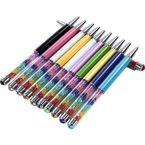 3PCS GENKKY Ballpoint Pen Beautiful Lady Rainbow Crystal Ballpoint Pen Diamond Ball Pen Unique design layer crystal pen 11 Color